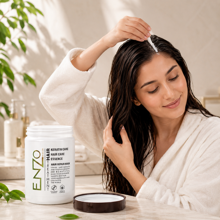 ENZO Keratin Care Hair Repair Mask – Collagen Essence Deep Hair Treatment for Smooth & Healthy Hair